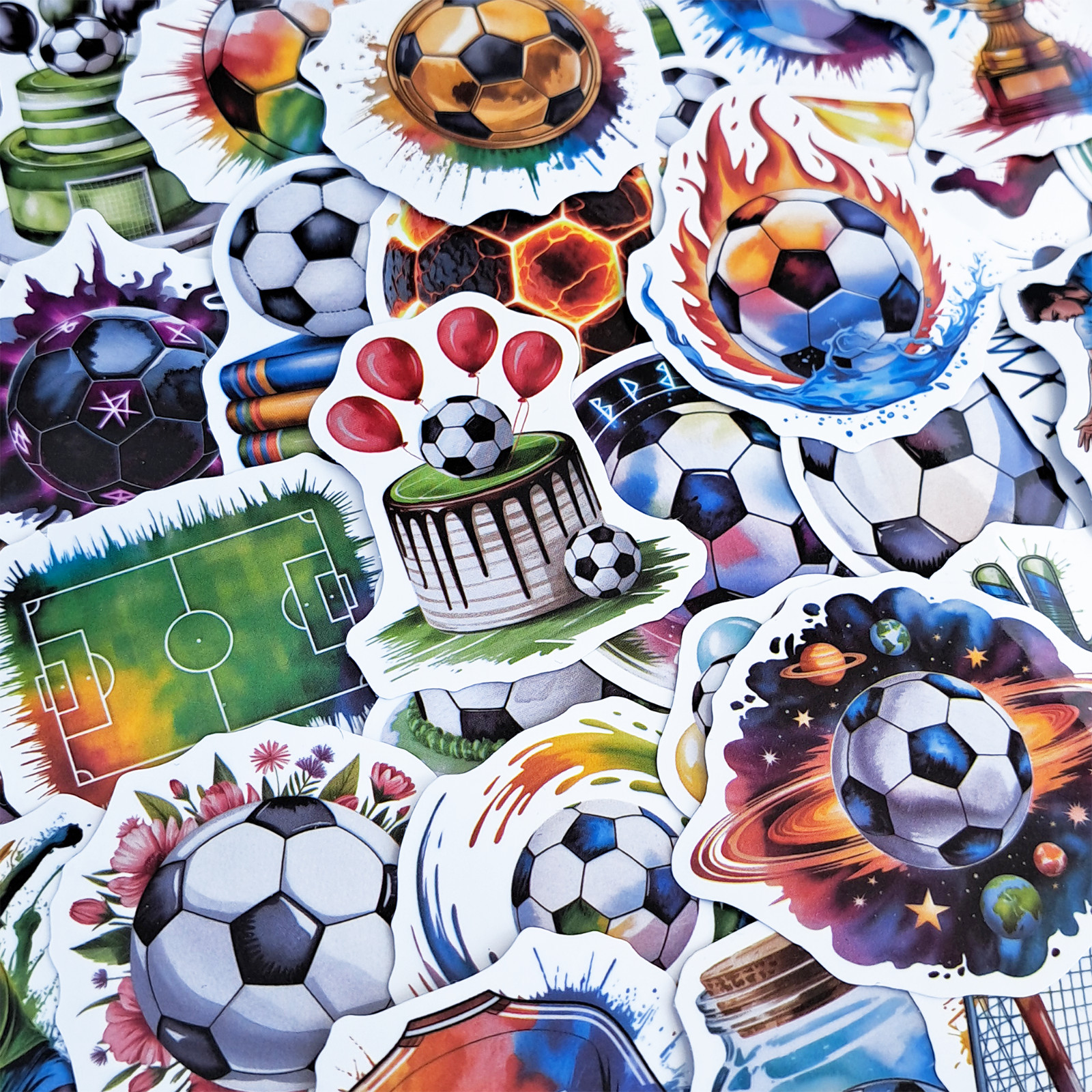 50 PCS Soccer Fan Sticker Pack Football Ball Jersey Goal Trophy Coach Gift