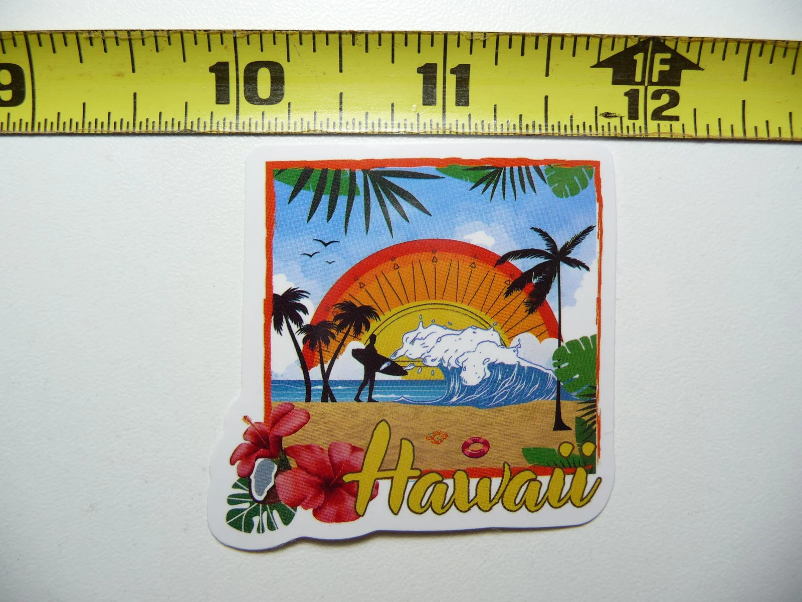 BEAUTIFUL SURF MAN BEACH SMALL STICKER DECAL TROPIC SCENE VACATION TRIP