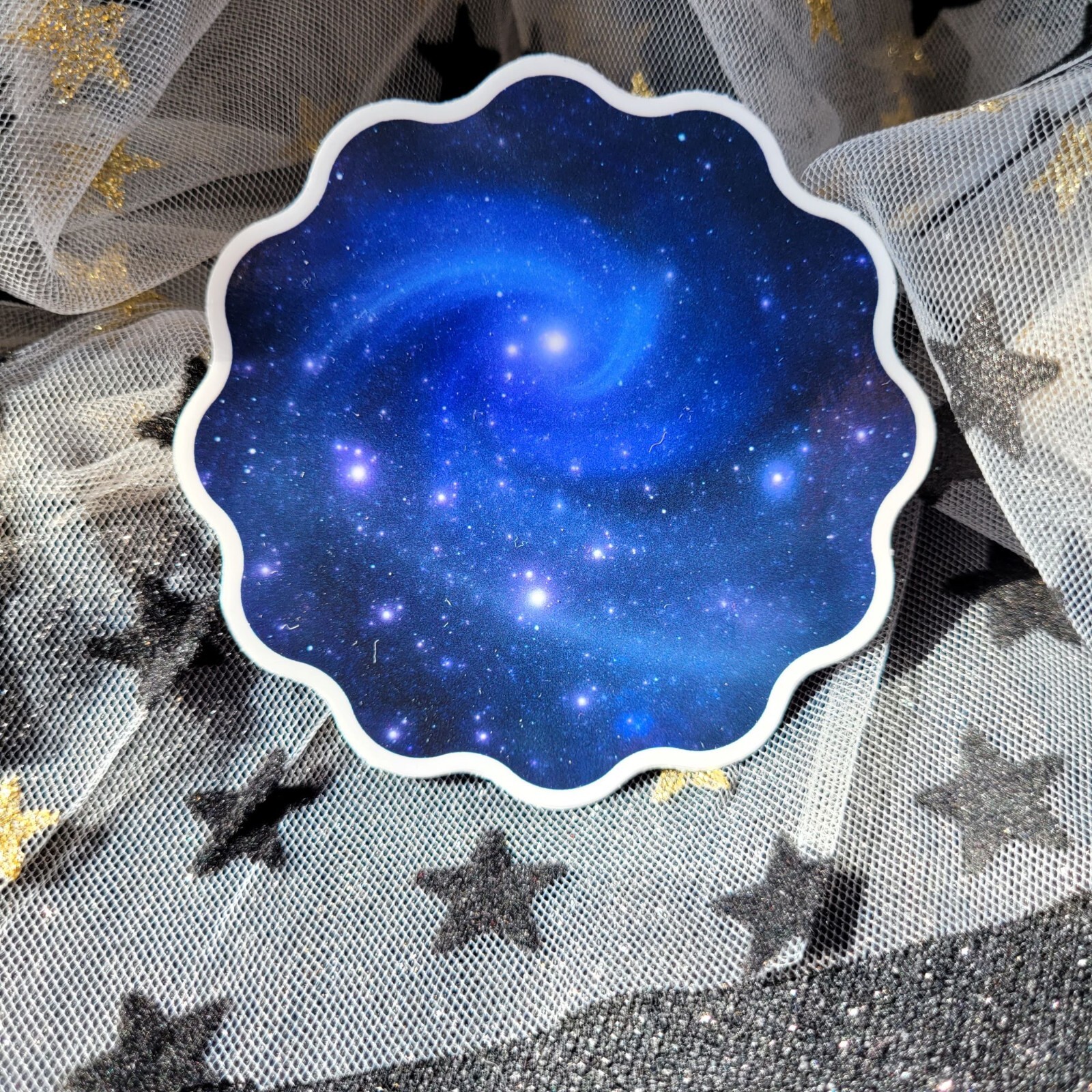 STKR032 Blue Starry Night Sky Galaxy Swirl Sticker – Vinyl, Waterproof Stickers