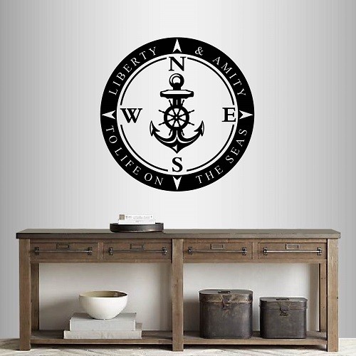 Vinyl Decal Compass Anchor Rose Sea Nautical Any Room Wall Sticker 999