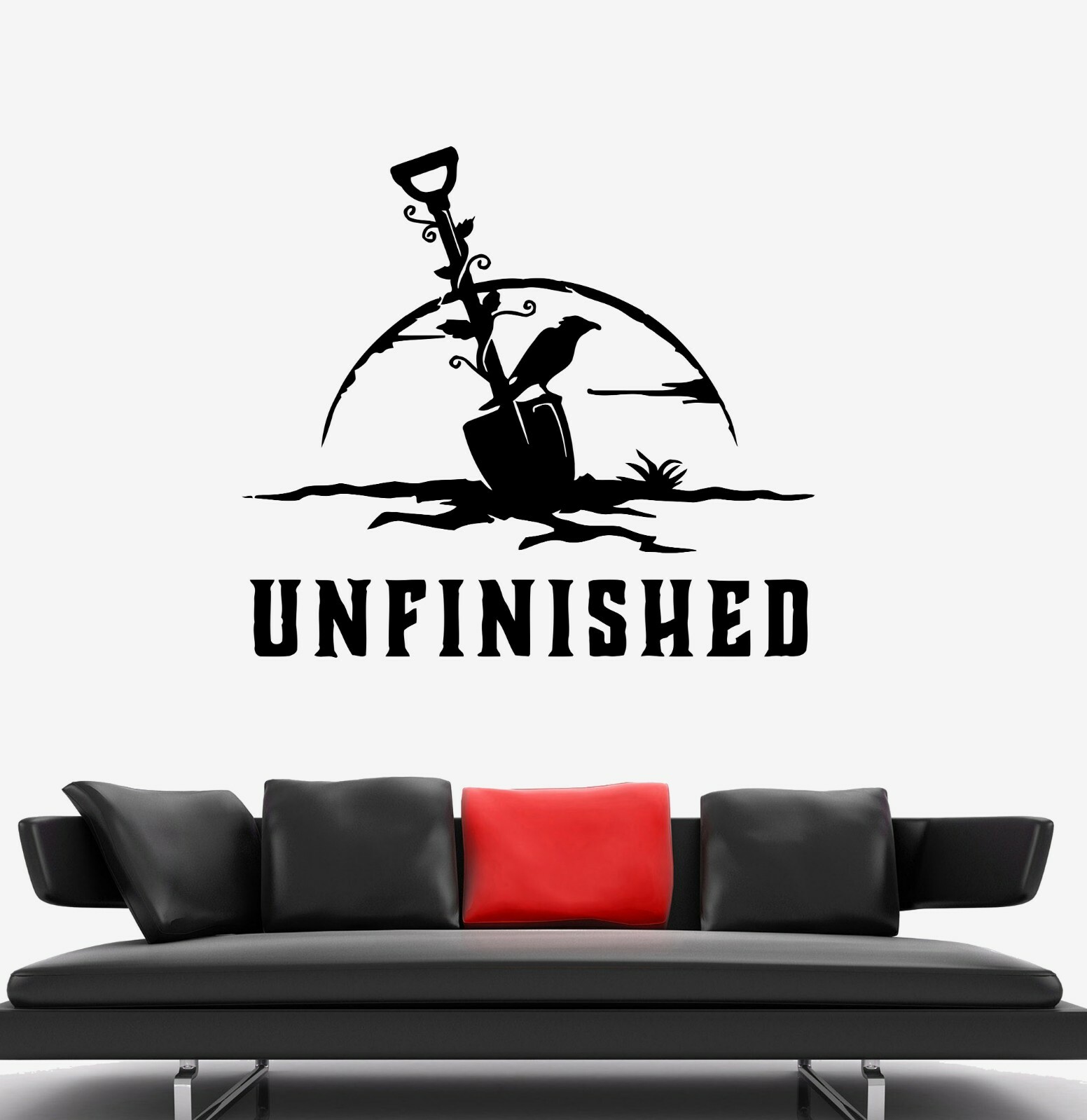 Wall Decal Unfinished Cemetery Grave Dead Man Raven Vinyl Sticker (ed1802)