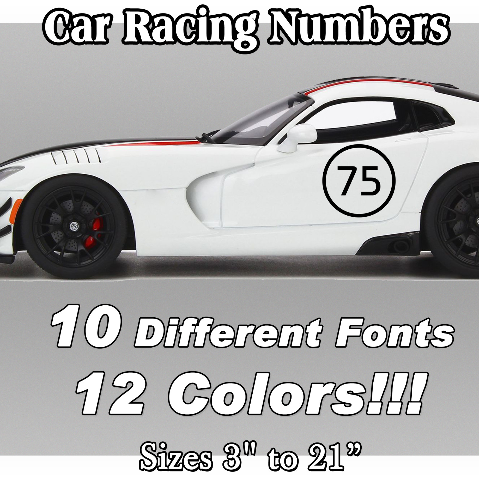 2 pack Racing Car numbers die-cut decal circle door custom number rally sport V7