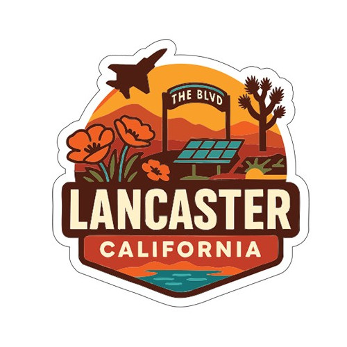 Lancaster California Sticker Decal Vinyl Die-Cut City Skyline Landmark Design