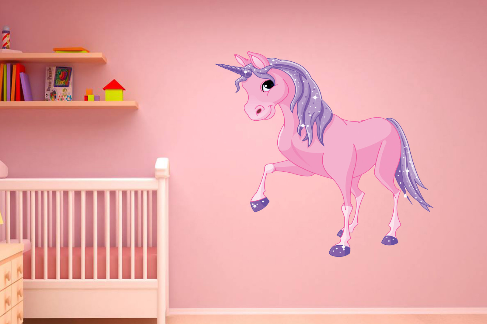 UNICORN CLASSY PINK GIRL BEDROOM DECOR WALL STICKER ROOM DECORATION DECAL MURAL