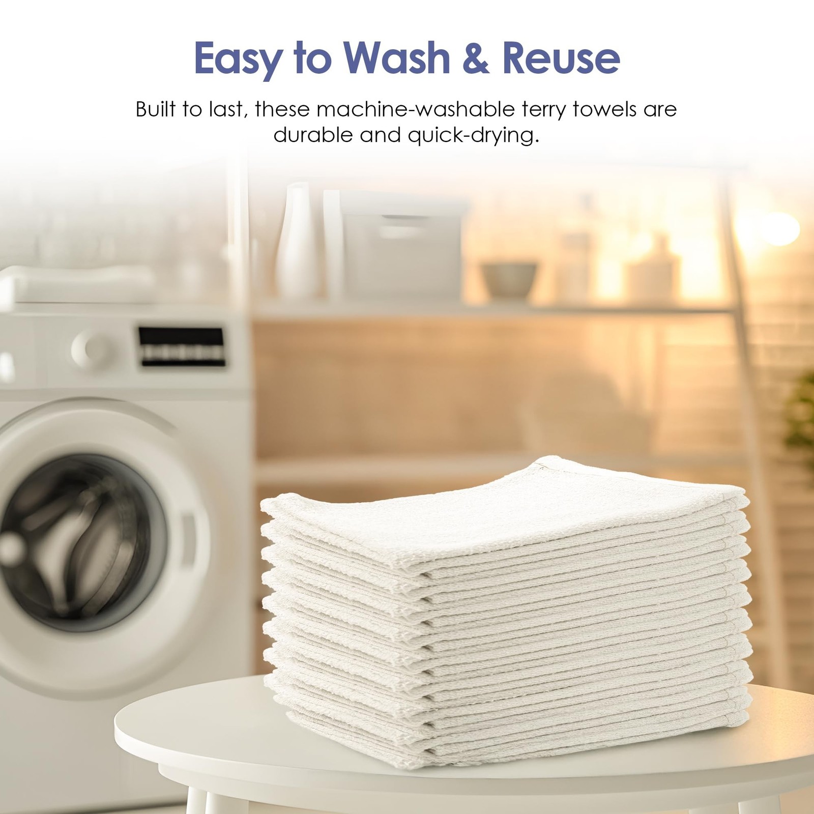 Terry Cloth Rags for Cleaning (60PCS), Bag of Rags White, 100% Cotton Bar Mop…
