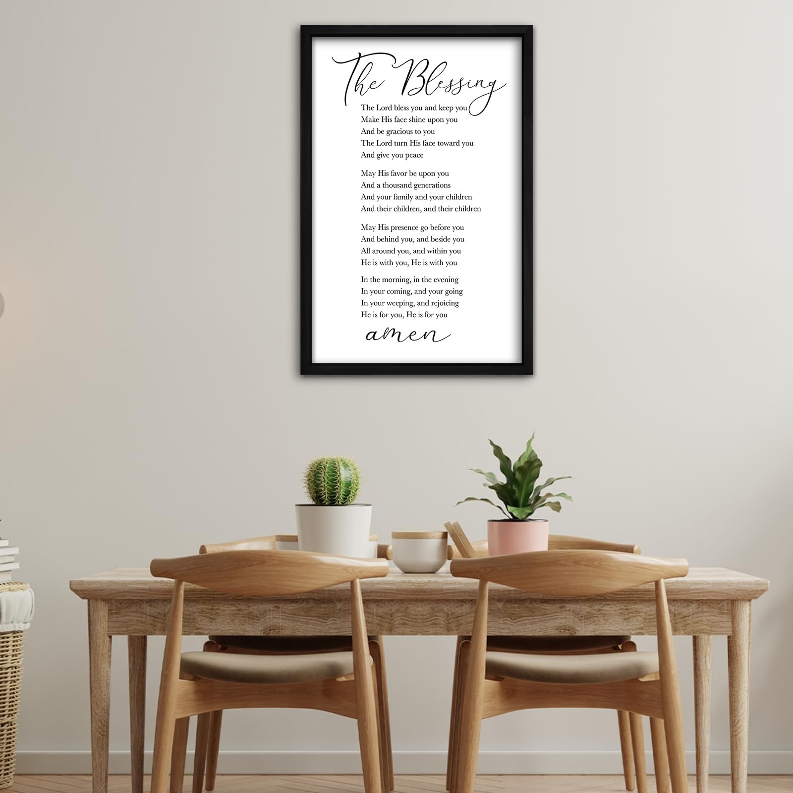 RLWangChao The Blessing Bible Verse Christian Wall Art for Home Decor 16"×1