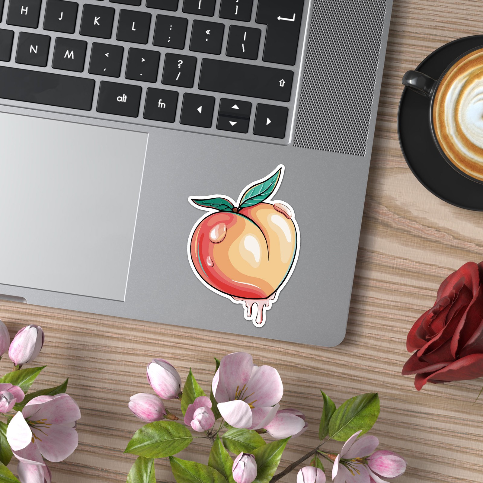 Dripping Wet Peach – Vinyl Decal Sticker – Car Window Laptop – ebn9198