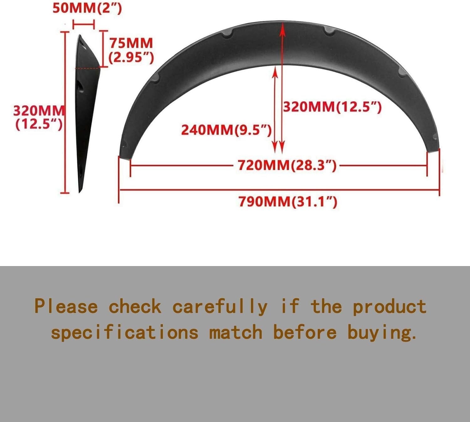 4pcs Universal 2" 50mm Fender Flares Wide Body Kit Wheel Arche