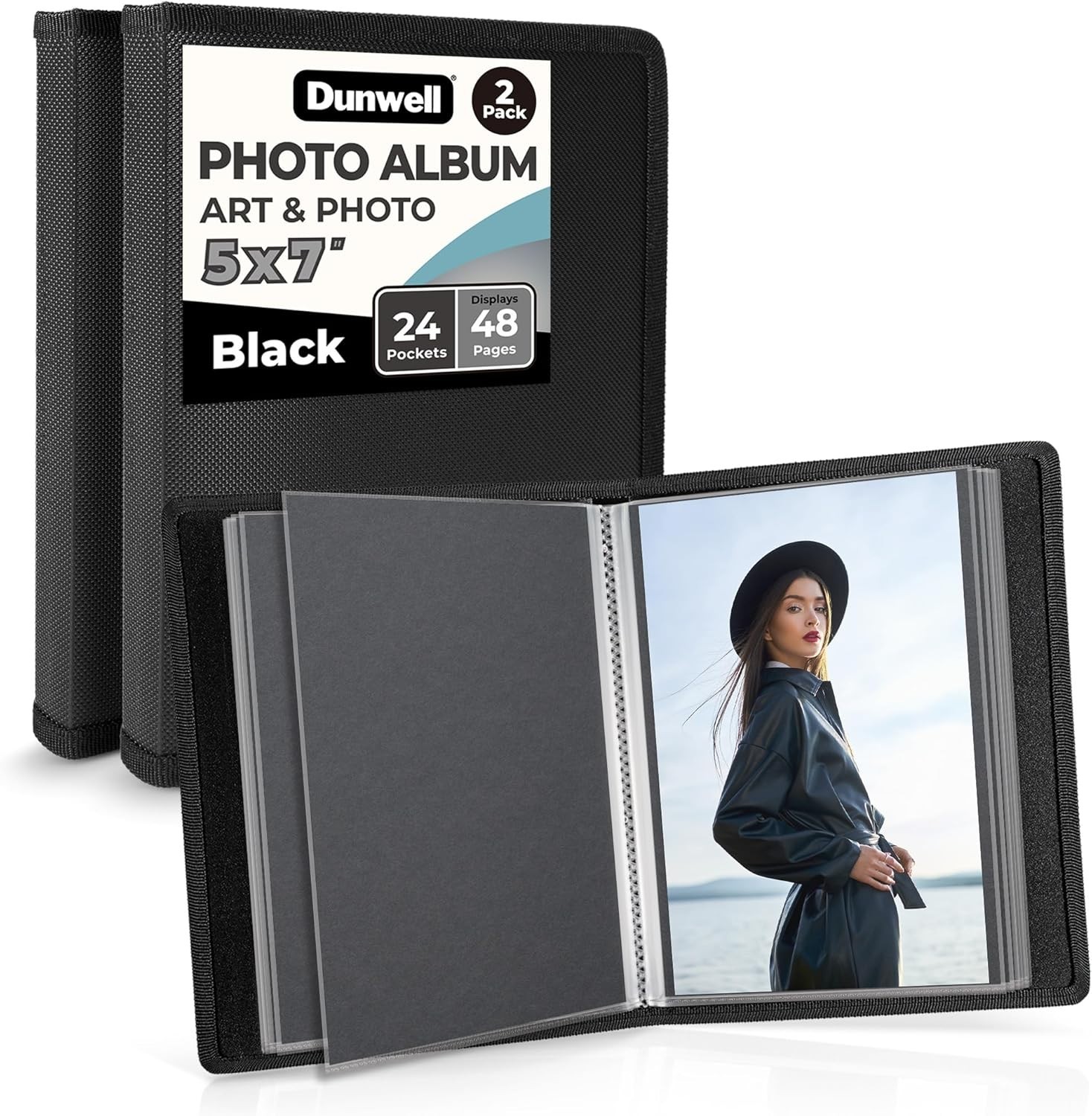 Dunwell Small Photo Album 5X7 (2-Pack, Black), Mounting Paper 5 X 7 Photo & Art