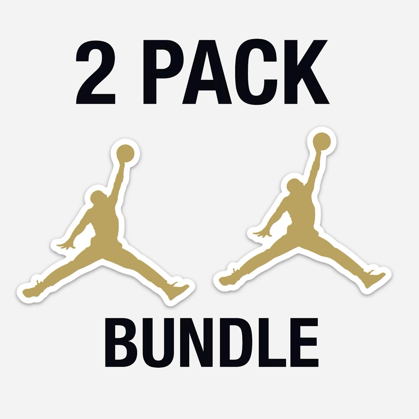 2x NIKE AIR JORDAN 3” JUMPMAN LOGO STICKER GOLD FLIGHT DECAL BUNDLE NBA MICHAEL