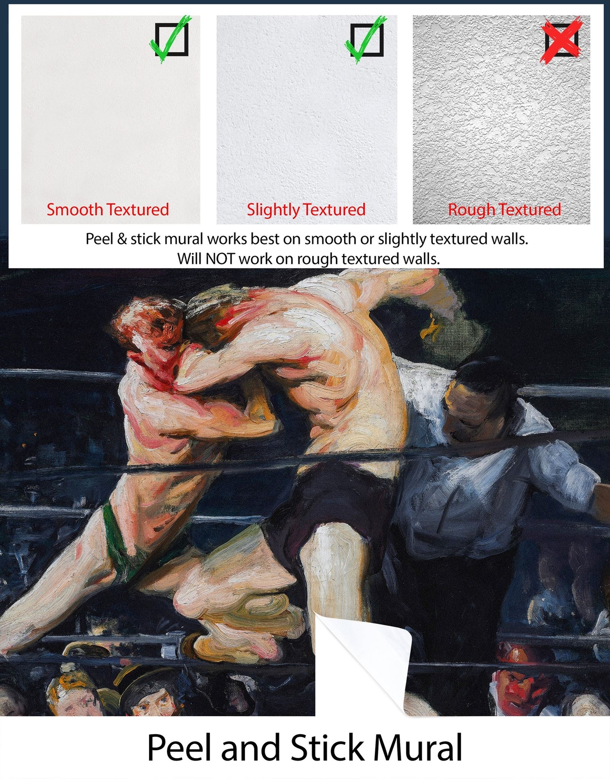 Boxing Match Painting Artwork Wall Mural. Stag at Sharkey's (1909) painting by G