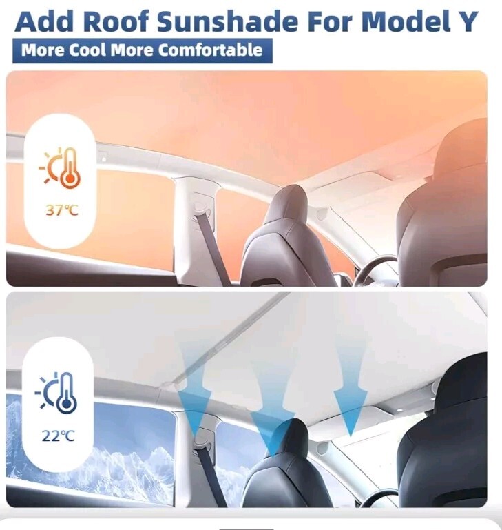 Tesla Model Y Sunroof Shade Roof Sun Shade for Tesla Model Y 2020-2024 OffWhite