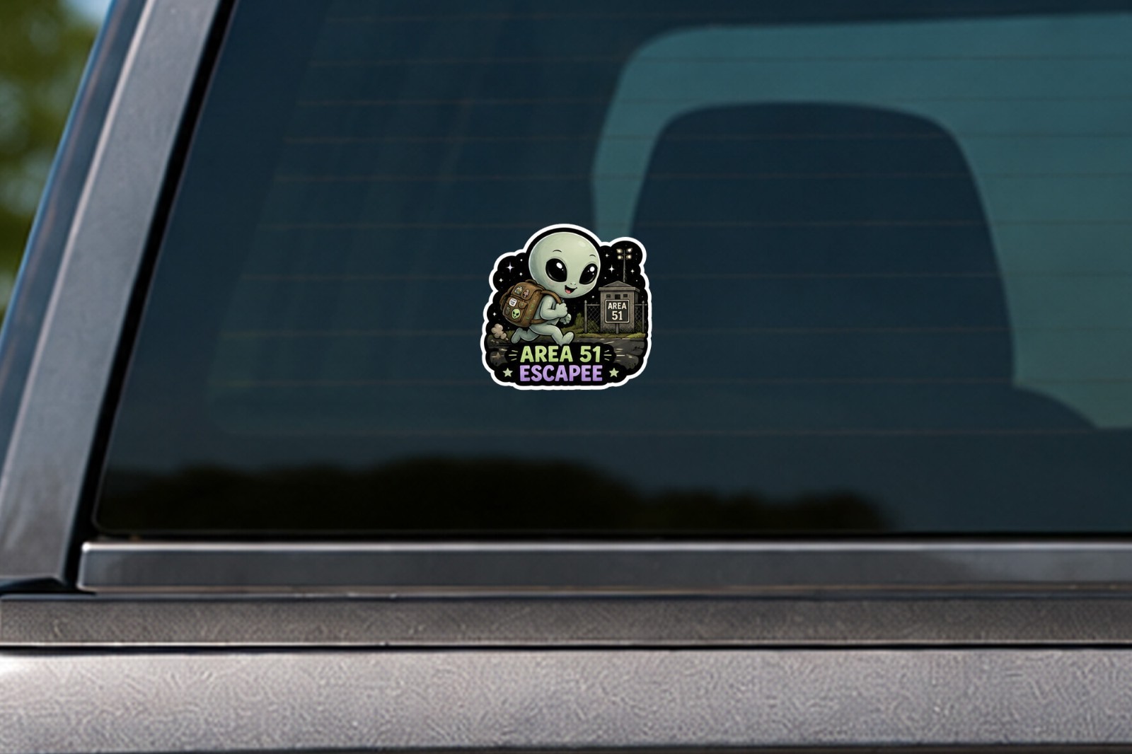 Alien Vinyl Decal Sticker UFO Space Sci Fi Laptop Window Binder Locker Cute