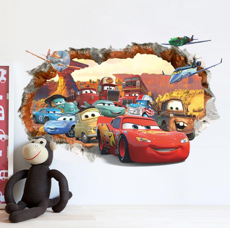 NEW Disney Cartoon lightning McQueen Cars HUGE Wall Stickers Kids Home Decor USA