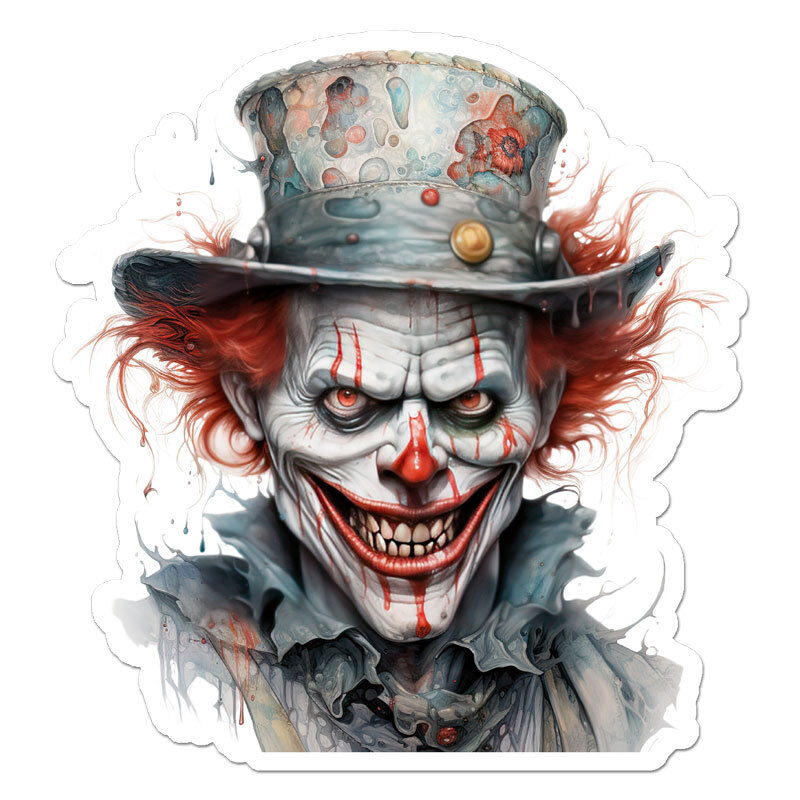 Scary Evil Clown, Vinyl Decal Sticker, Indoor Outdoor, 3 Sizes, #11520