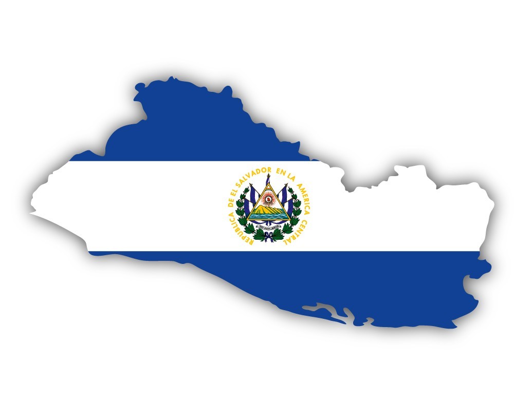 El Salvador Country Shaped Flag Cut To Shape Vinyl Sticker