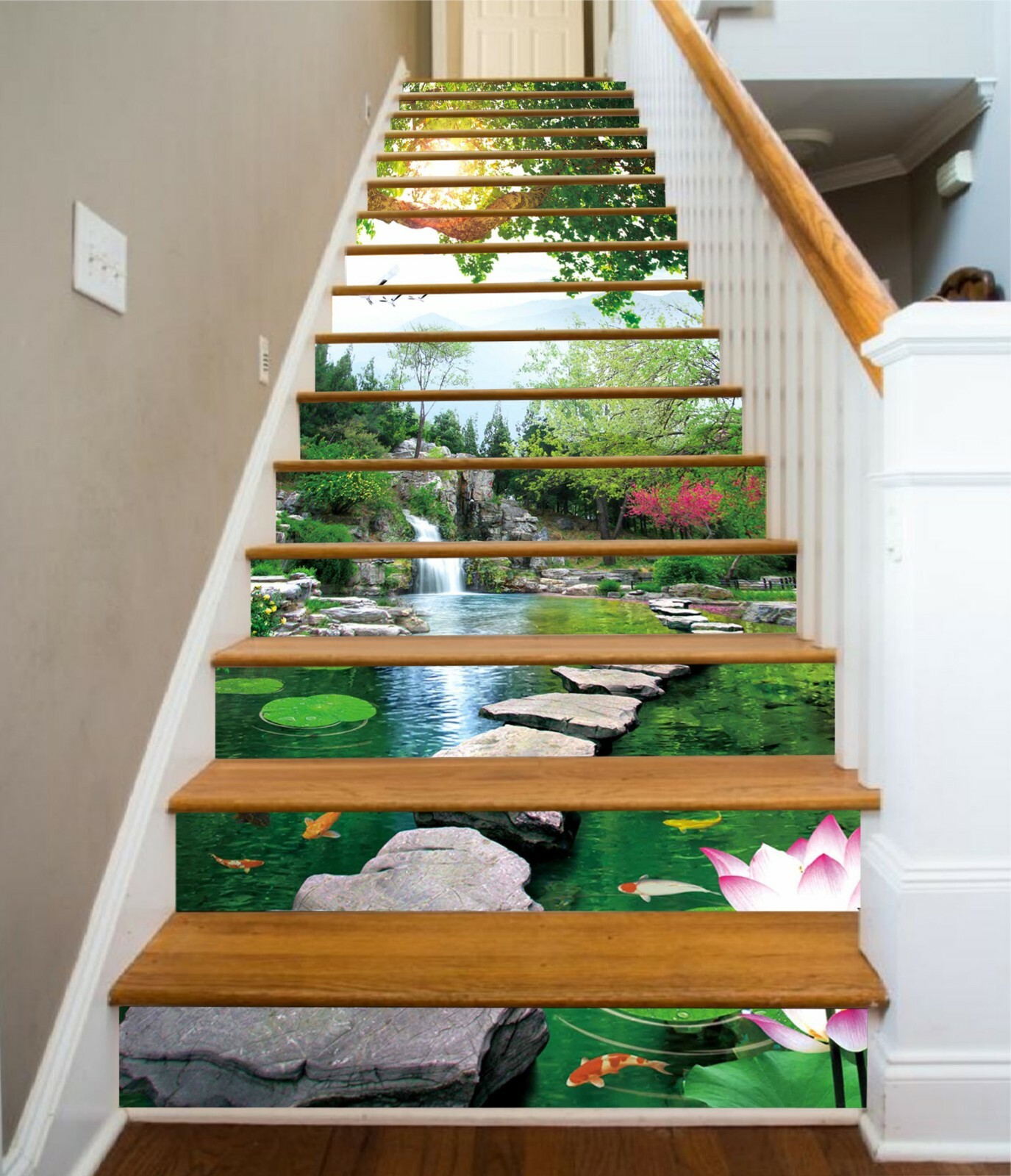 3D Lotus Stone 449NA Stair Risers Decoration Photo Mural Decal Wallpaper Fay