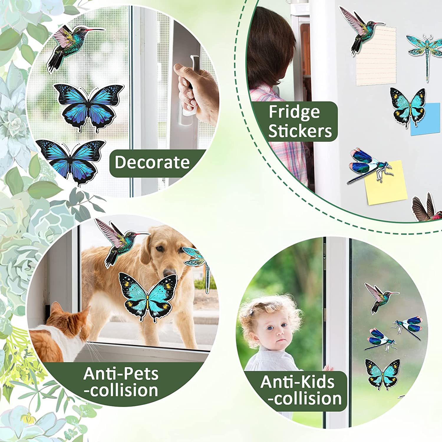 12 Pieces Magnets Screen Door Decals Double Sided Protector Magnetic Screen
