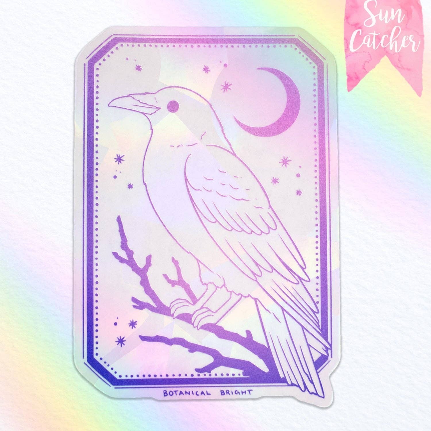 Raven Bird Sun Catcher Sticker – Crow Rainbow Maker Decal – Indoor Window Decor