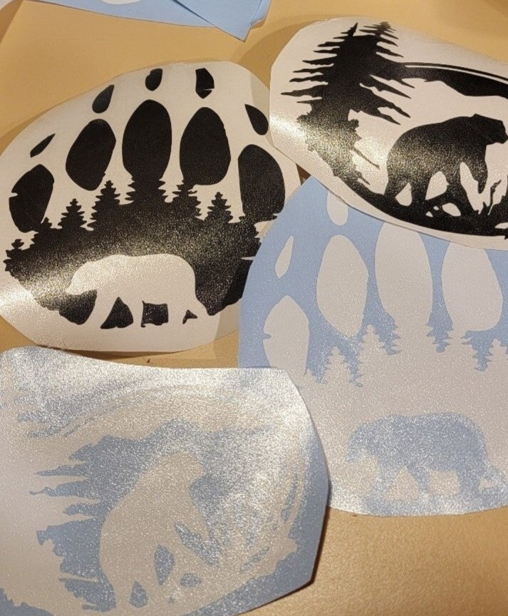 Bear Vinyl Decals Your Choice of pattern & color