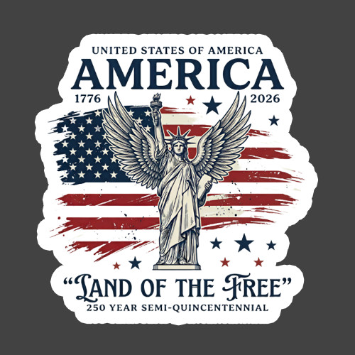 Patriotic Sticker Vinyl Decal America 250 Years Statue Liberty Flag