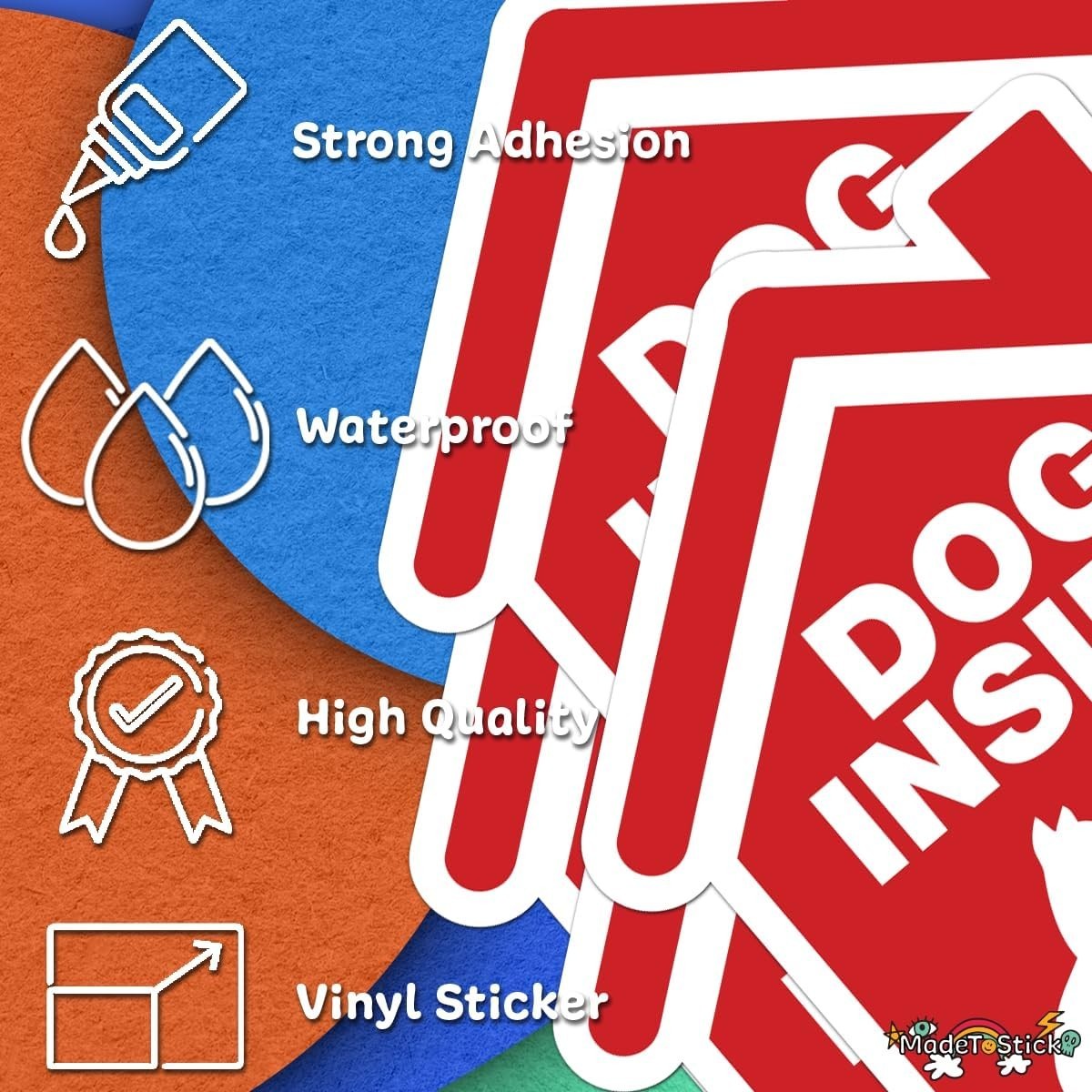 Dog Inside Emergency Rescue Sticker 4-Pack Pet Safety Decal 5"x5"