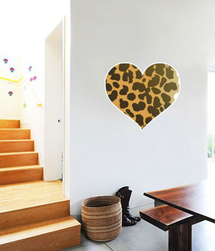Cheetah Animal Print Heart Wall Decal Large Vinyl Sticker 24" x 22"