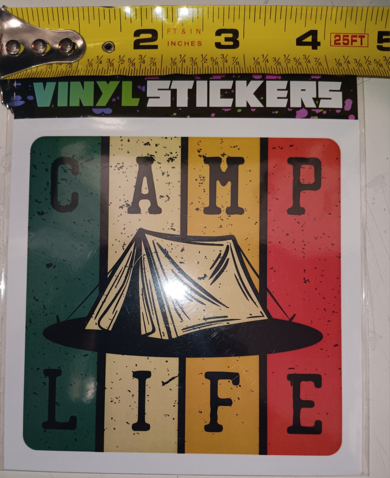 "CAMP LIFE" TENT/CAMPING – Vinyl Sticker – 4.25in x 4in. UV/WeatherProof