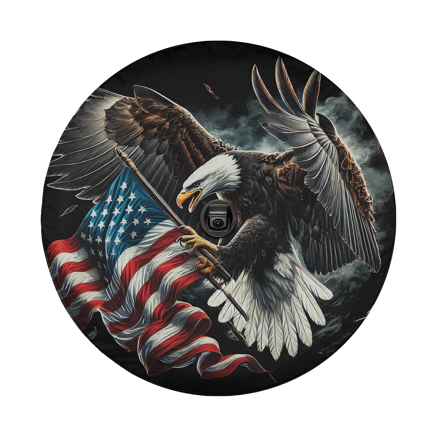 US Flag Eagle Tire Cover With/ Without Camera Hole, patriotic tire cover