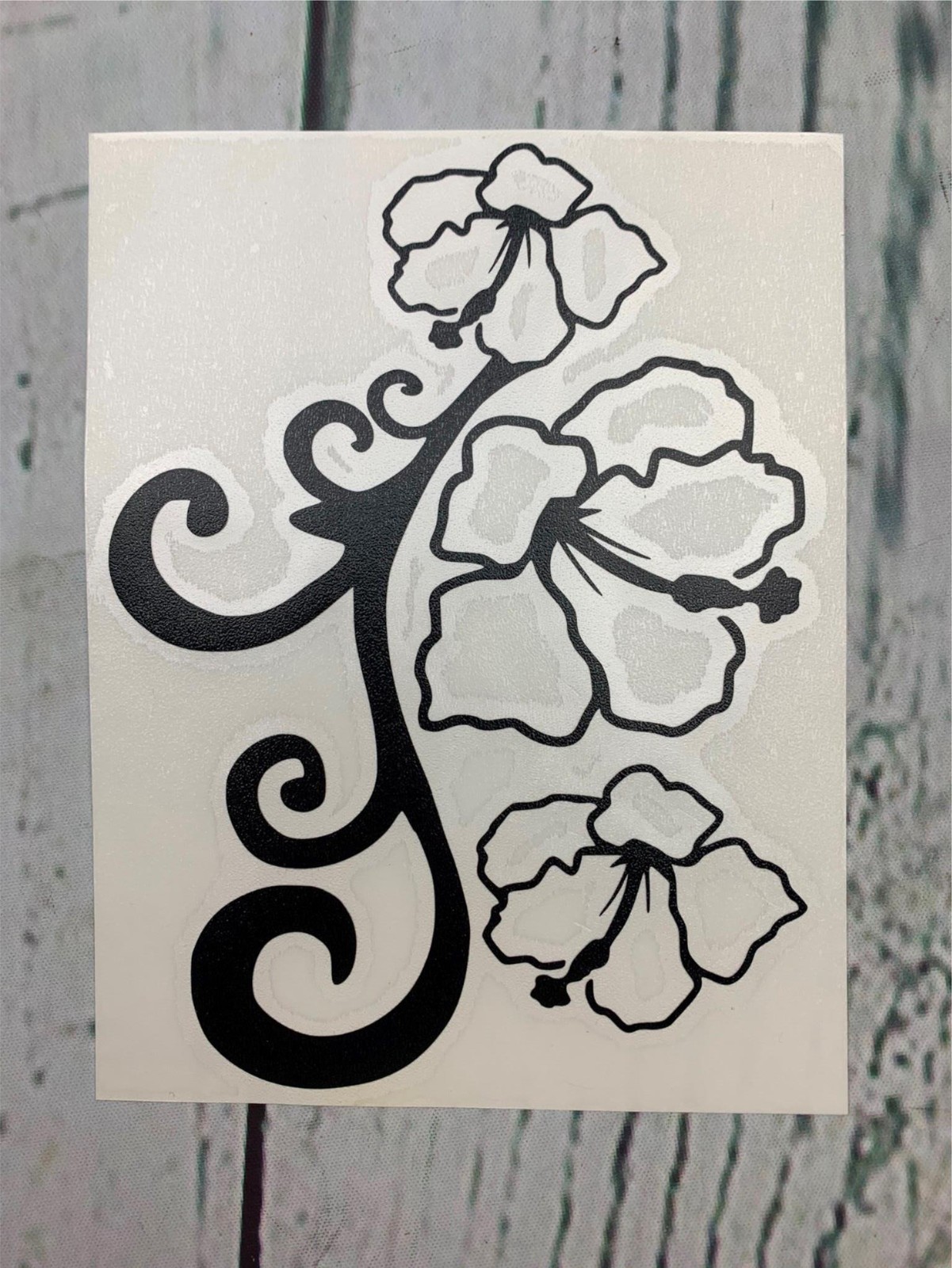 Hibiscus Flower Vine Decal Sticker 5.5 In By 4 In Black Vinyl Car Laptop Bottle