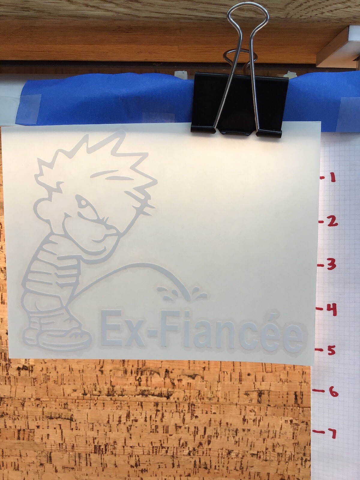 Calvin Pee On Ex-fiancee – White – Vinyl Decal – Y7-1.85