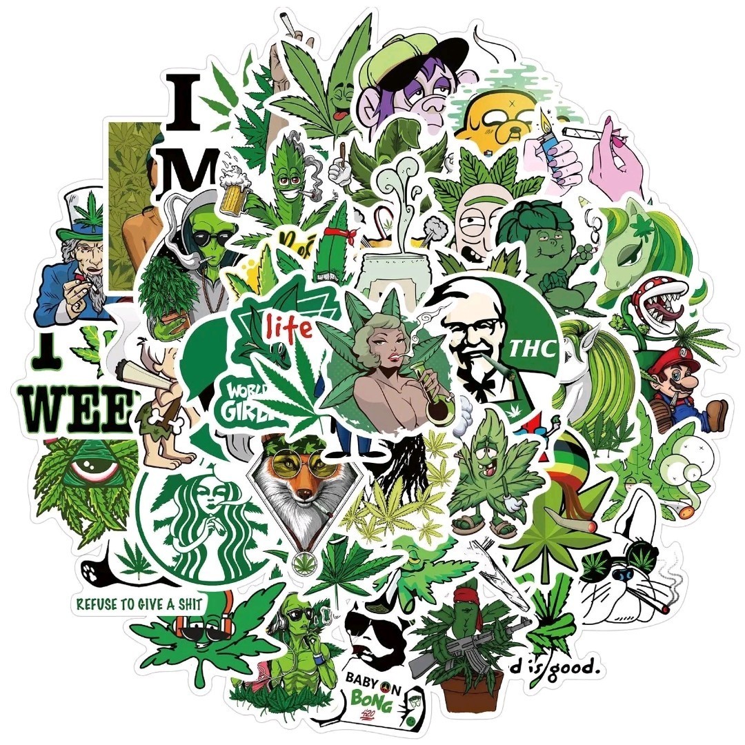 100 Pcs, 420, Weed, Cannabis, marijuana, Funny Sticker Decals Pack, High Quality