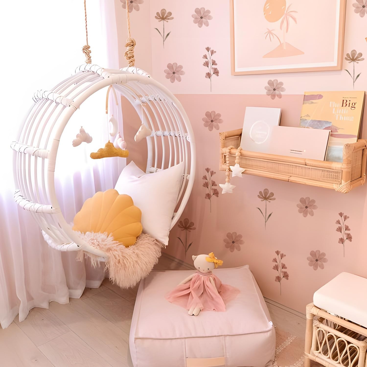 Daisy Wall Stickers, 84 PCS High Coverage Peel and Stick Decor for Living Spaces