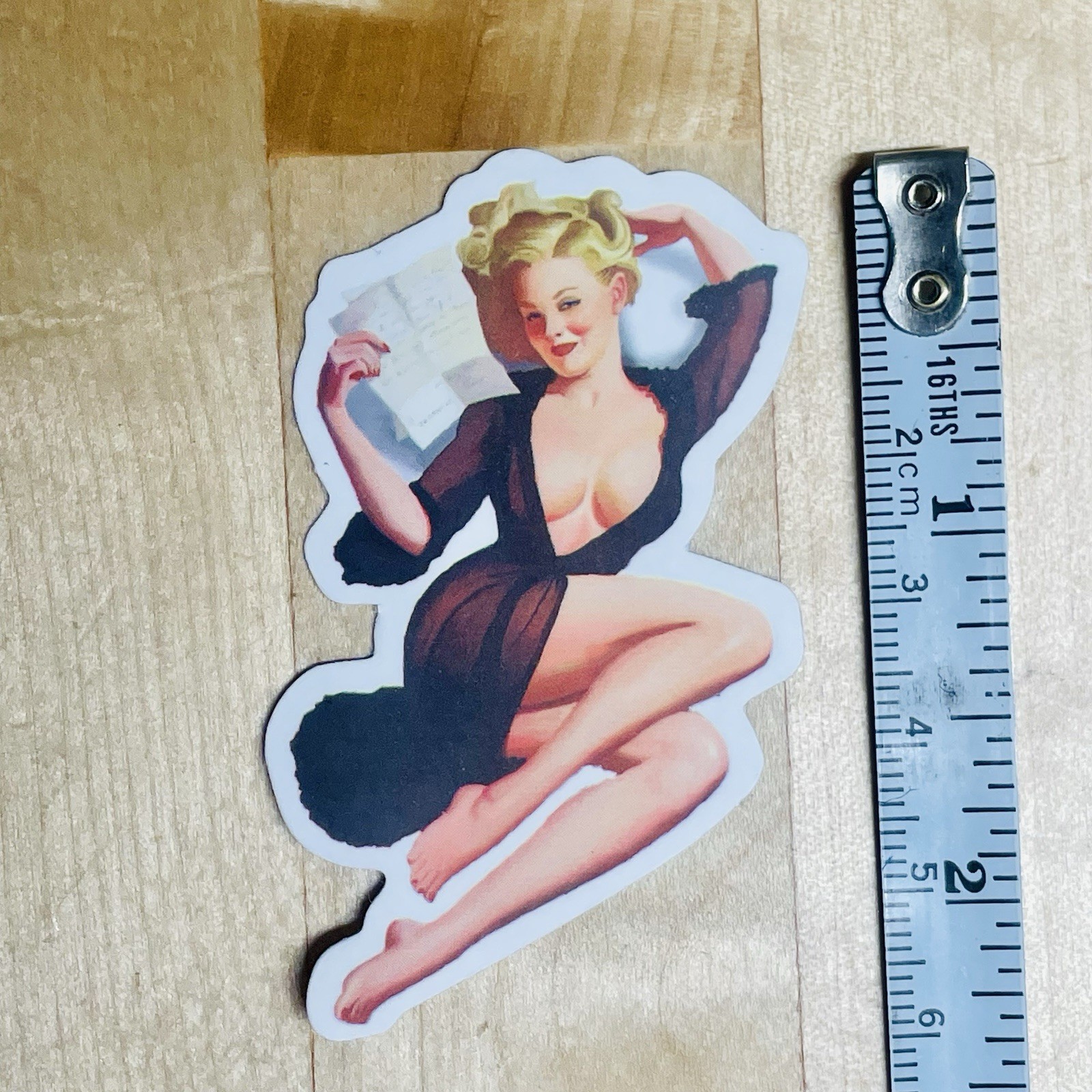 Sexy Teacher Pinup Retro Girl Reading 2.5" Matte Vinyl Bumper Sticker Decal
