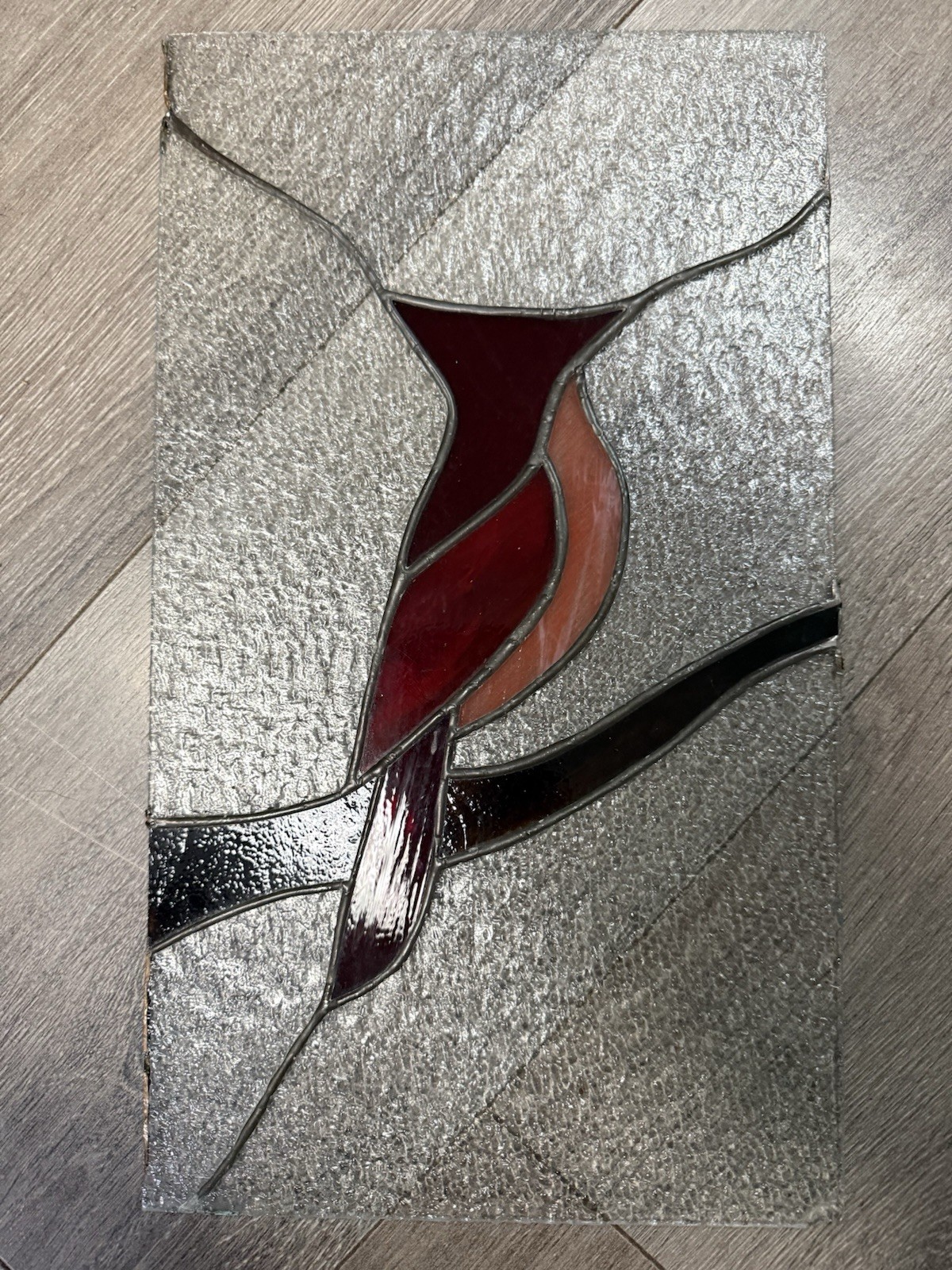 Stained Glass Bird Cardinal Window Panel 8”x12”