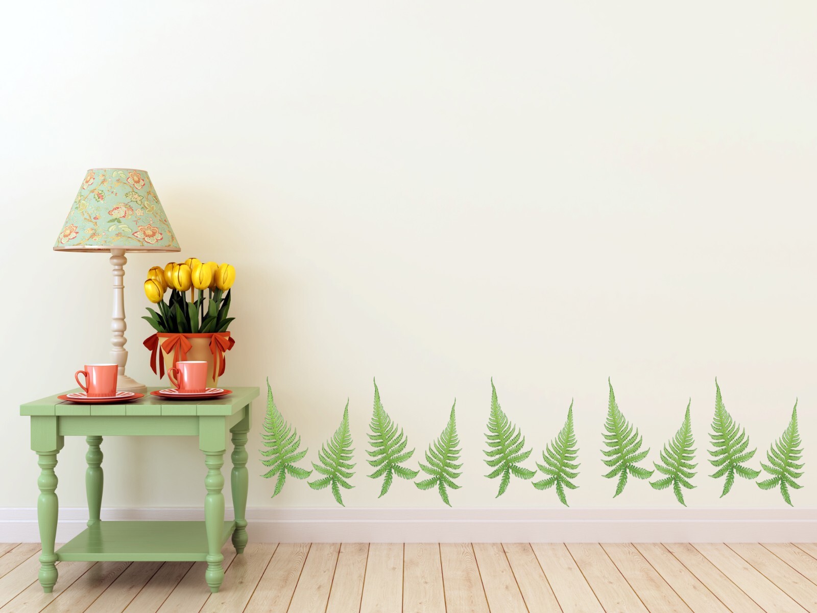 (8) Fern Frond Wall Decals – Self Adhesive Easy to Apply & Remove Indoor Outdoor