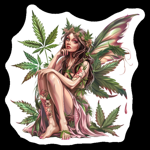 Stoner Fairy Vinyl Sticker Weed Fairy Decal 420 Marijuana Fairycore Stoner Gift