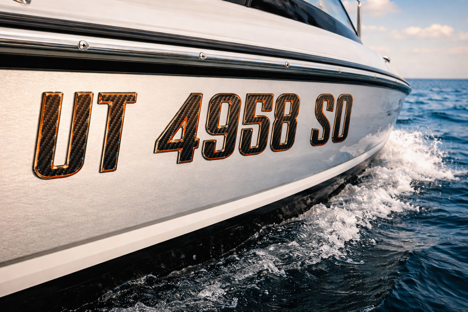 Carbon Fiber Bronze Boat & Jet Ski Registration Numbers 3D Raised Waterproof 3"