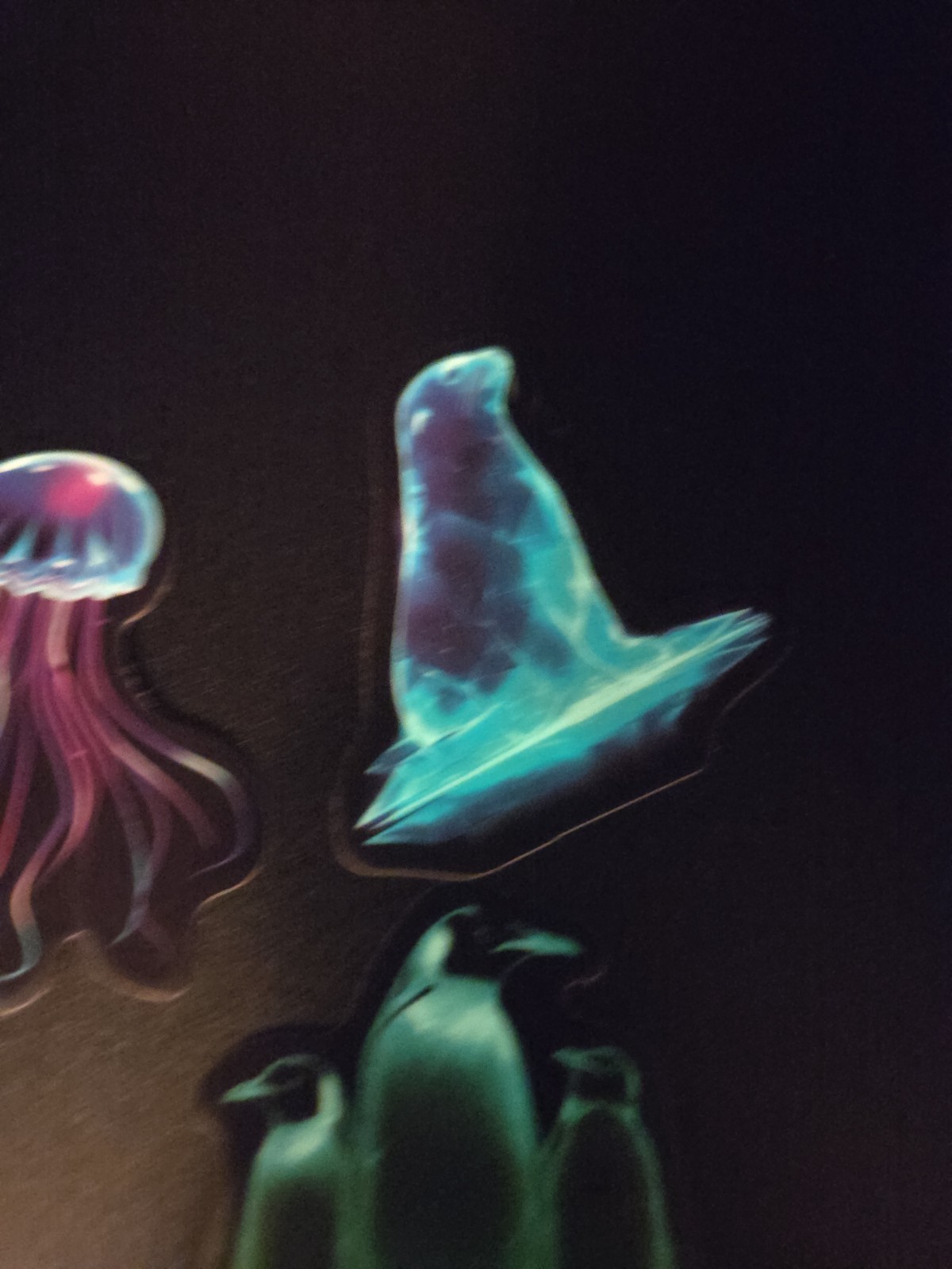 Ocean Themed Glow In The Dark Stickers!! Vinyl Waterproof Seel Penguin Jellyfish