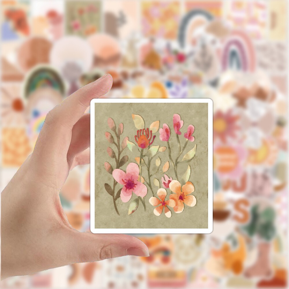200pcs Retro Cottagecore Vintage Vinyl Sticker Waterproof Decal，#106107186