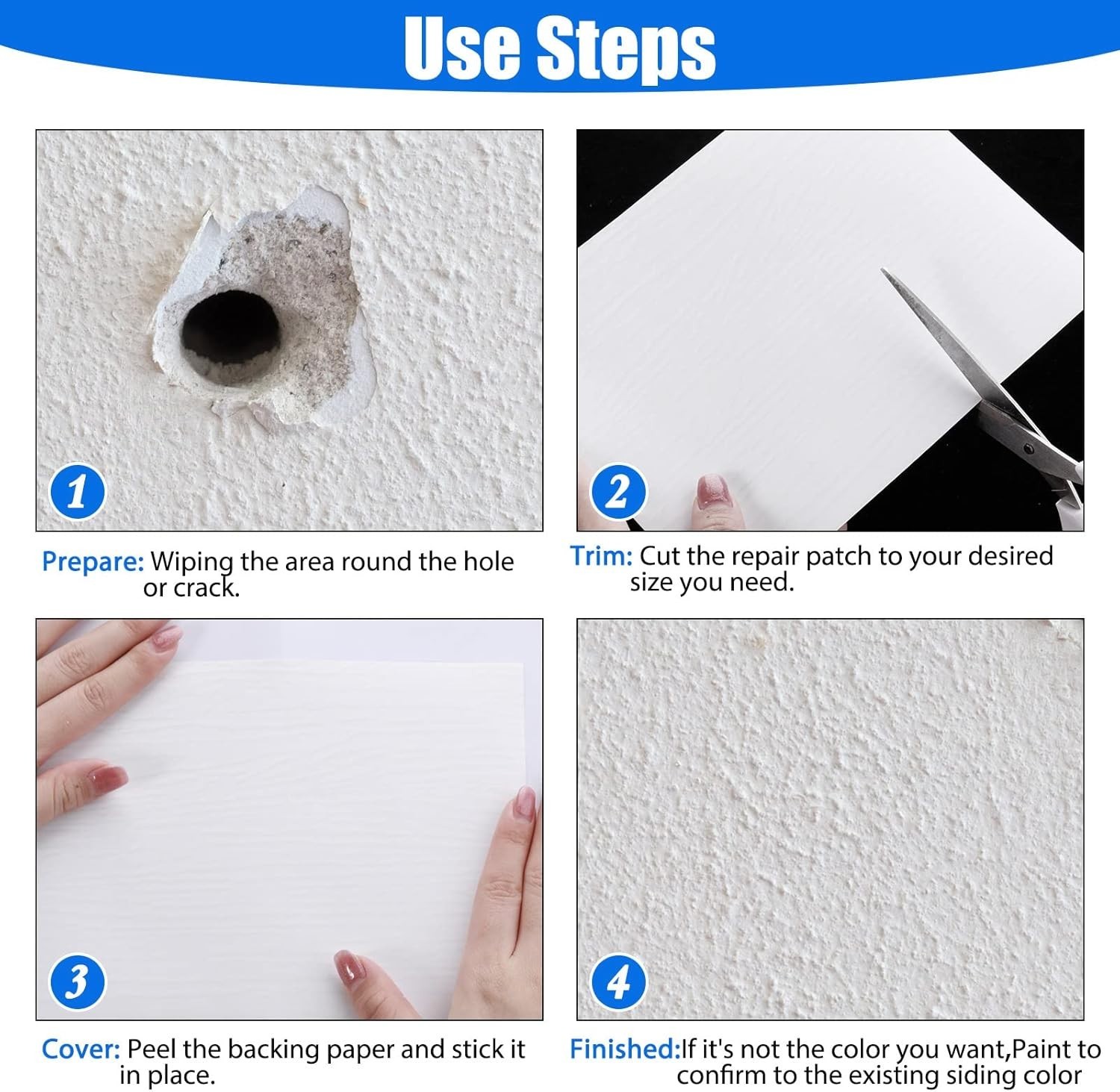 Vinyl Siding Repair Kit 6 X 8 Inch Vinyl Siding Patch Self Adhesive PVC Tape Hol
