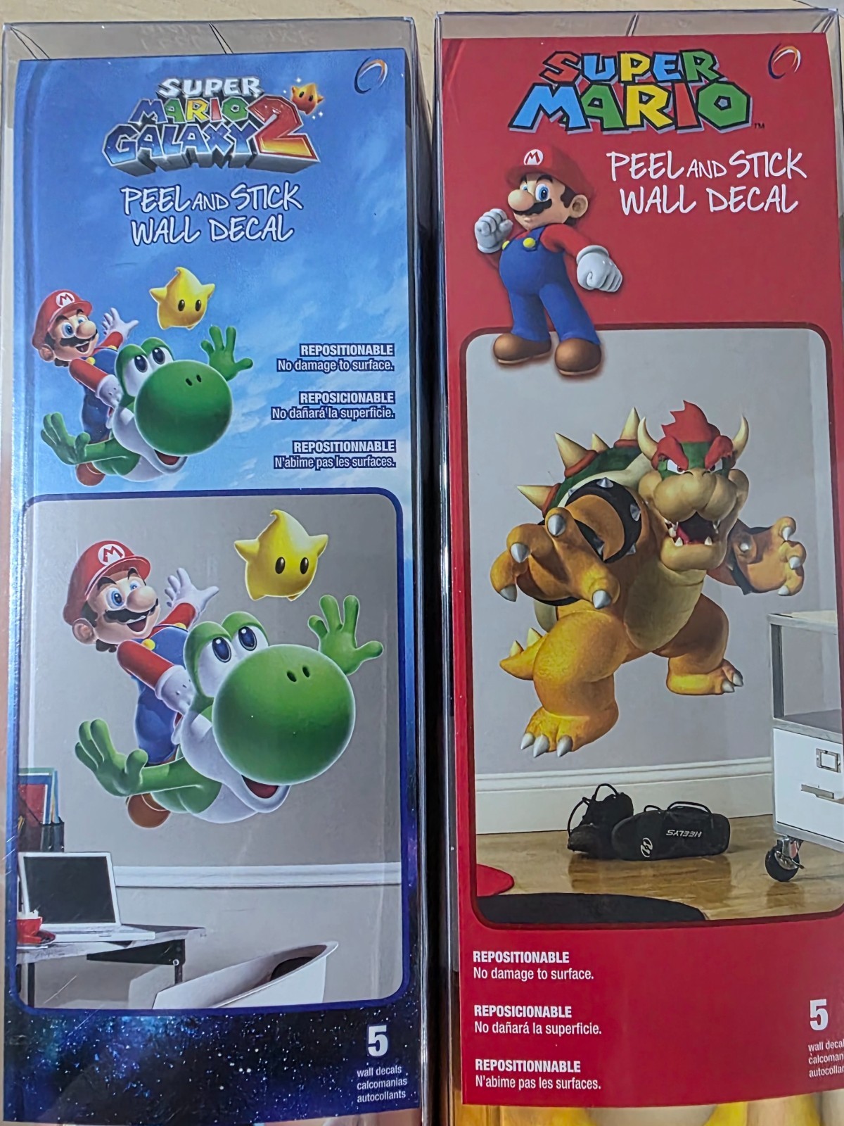 Rare Official Nintendo Super Mario Galaxy 2 Yoshi & Bowser Giant Wall Decal Sets