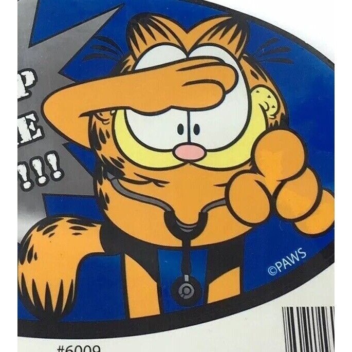 Garfield Funny Cat Sticker You Need Check Up From Neck Up Vintage 6×3.5"