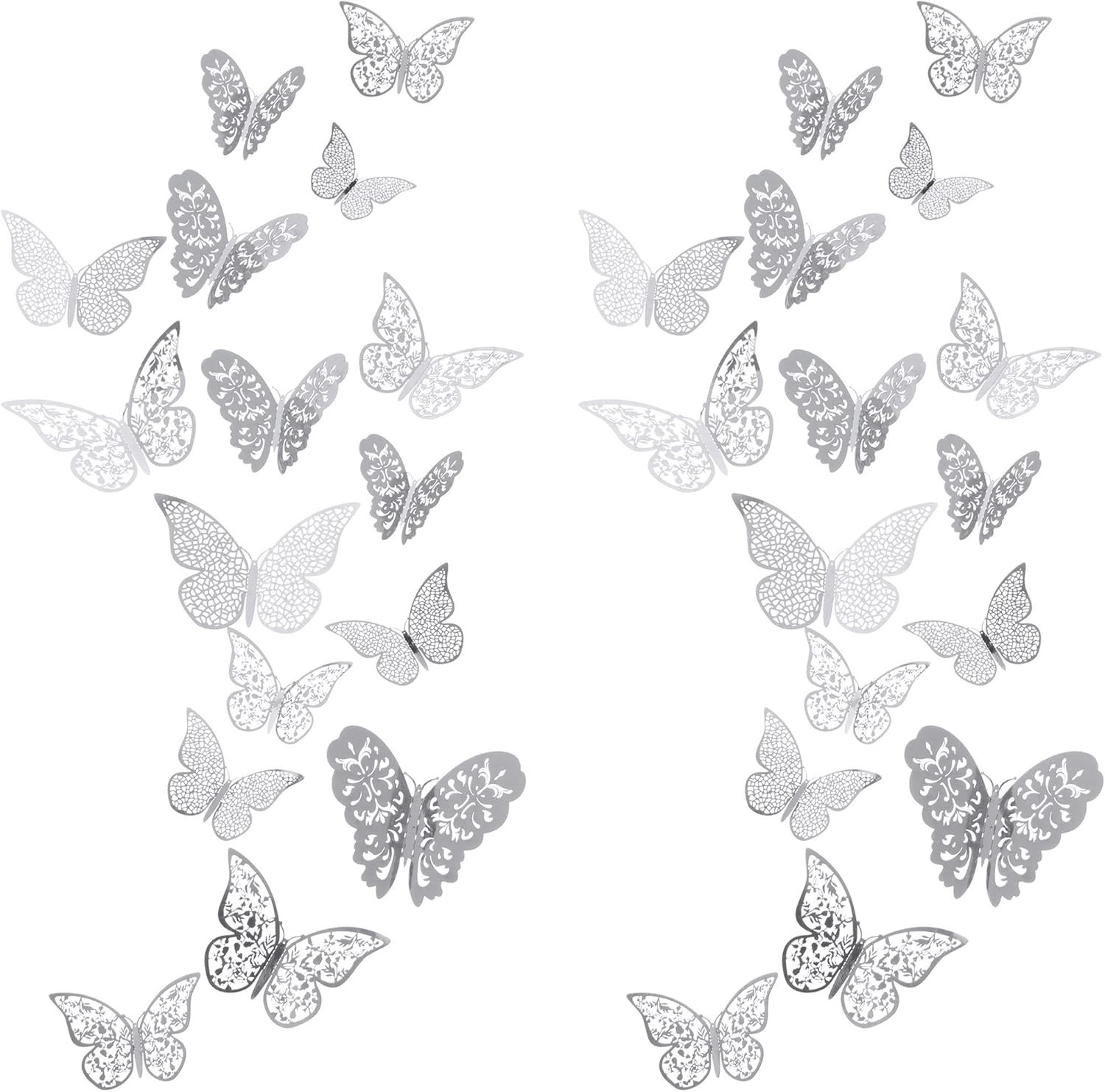 Stunning Silver 3D Butterfly Wall Decals – 72 Decorative Pieces for All Spaces