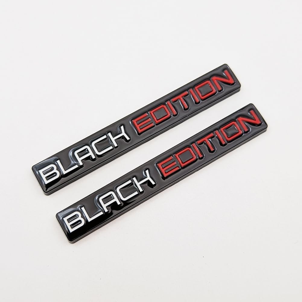 2X Chrome Metal Black Edition Car Emblems – 3D Auto Badge, Universal Fit