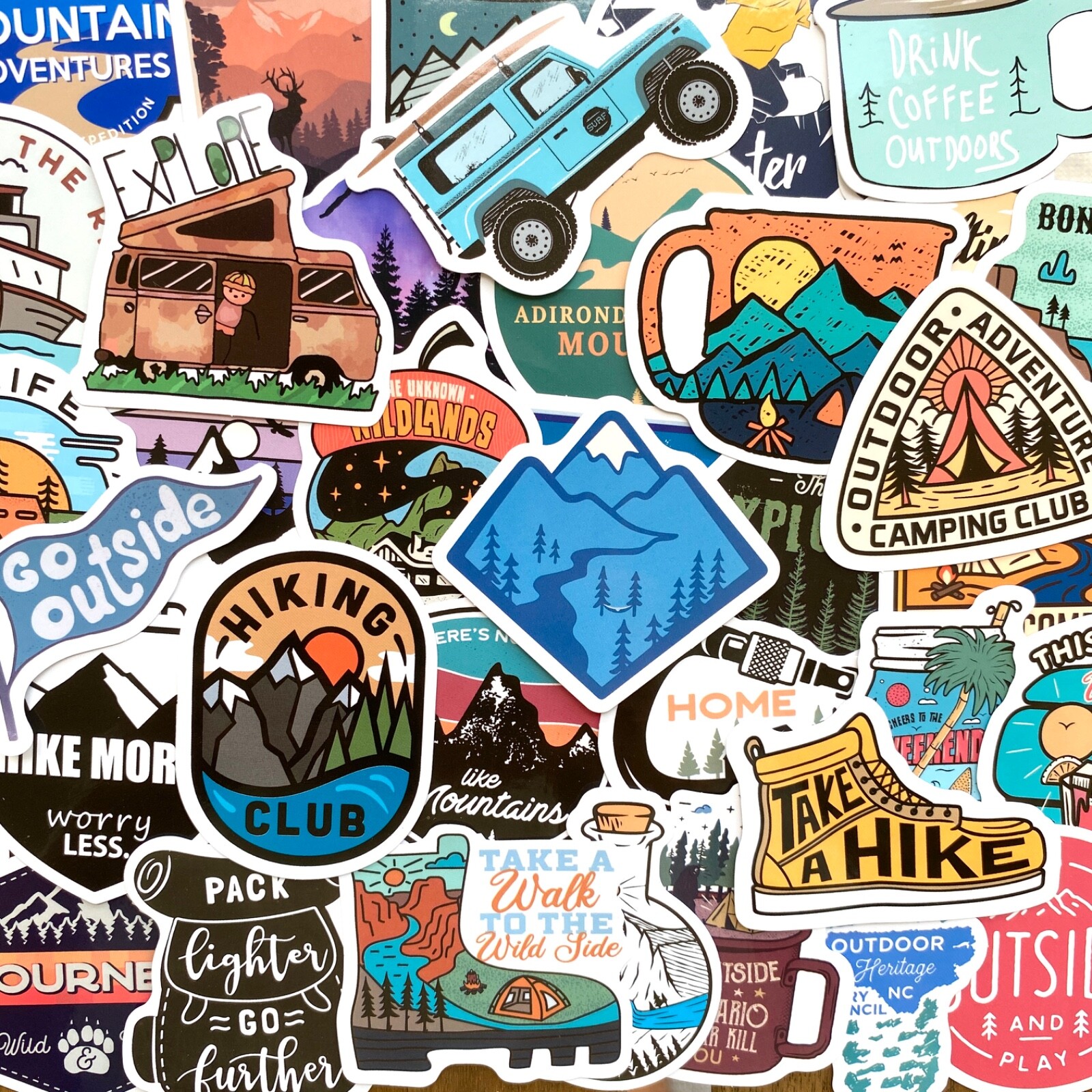 5-100 pcs Hiking Adventure Camping Outdoor Travel Stickers, Vinyl Laptop Decals