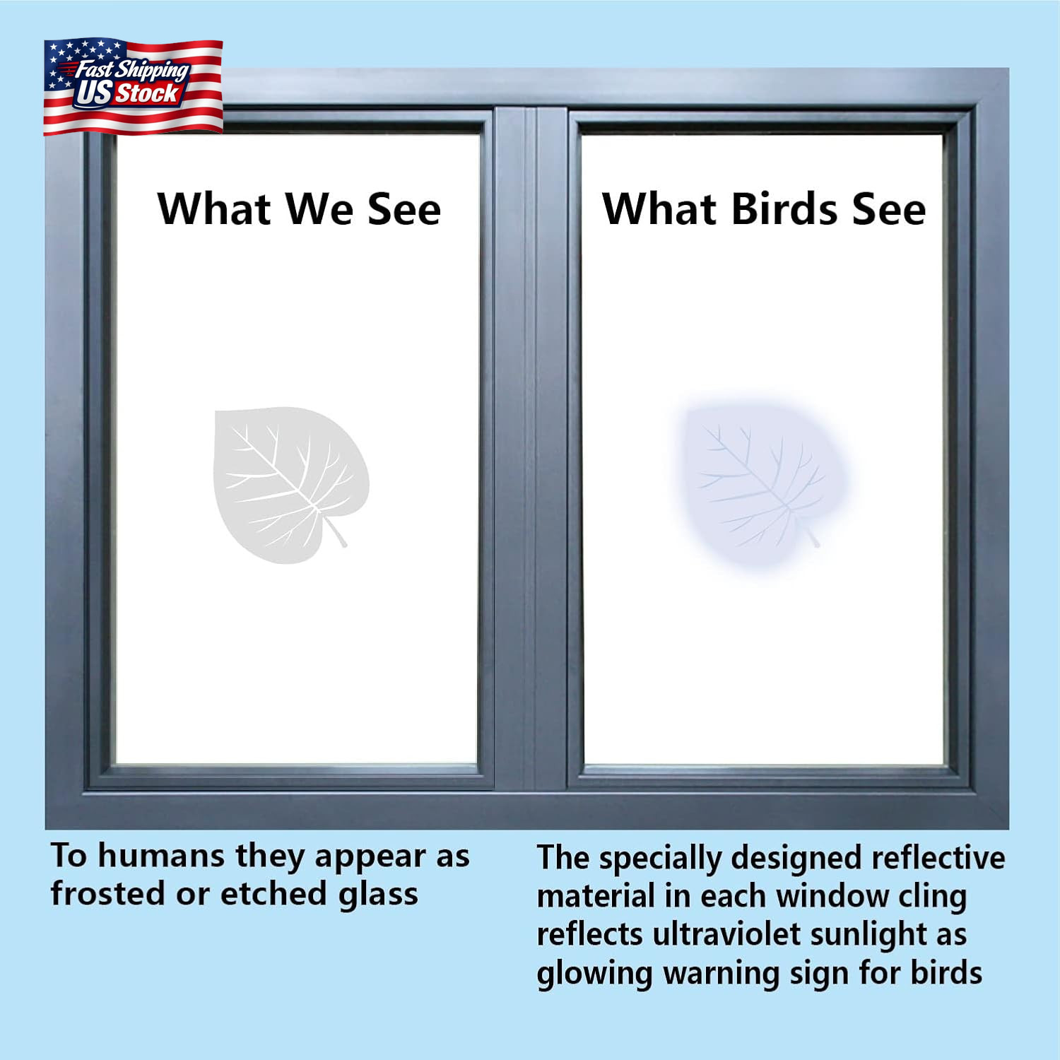 FINGOOO Window Decals for Bird Strikes,52 Pieces Large Leaf Shape anti Collision
