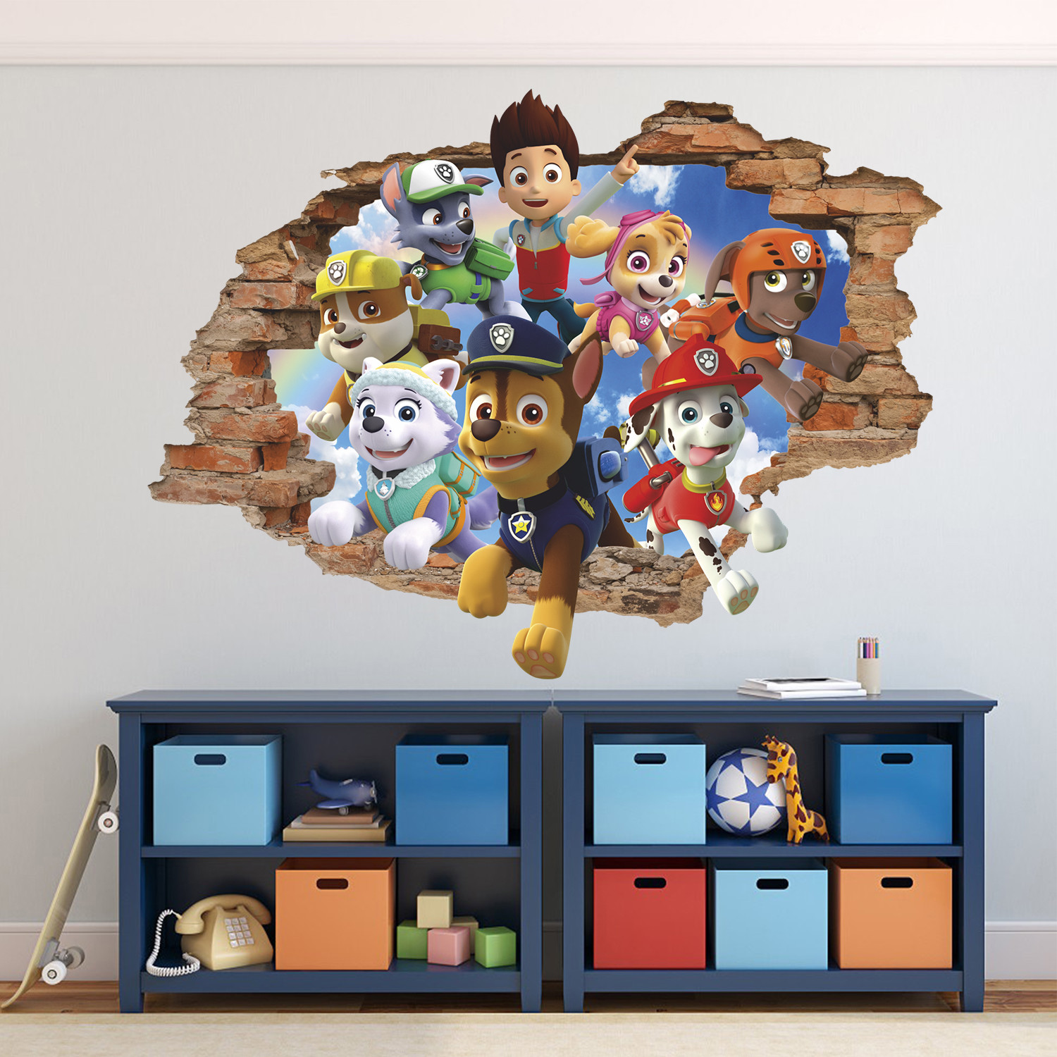Puppy Patrol 3D Wall Decal, Cartoon Wall Sticker, Removable Vinyl Sticker