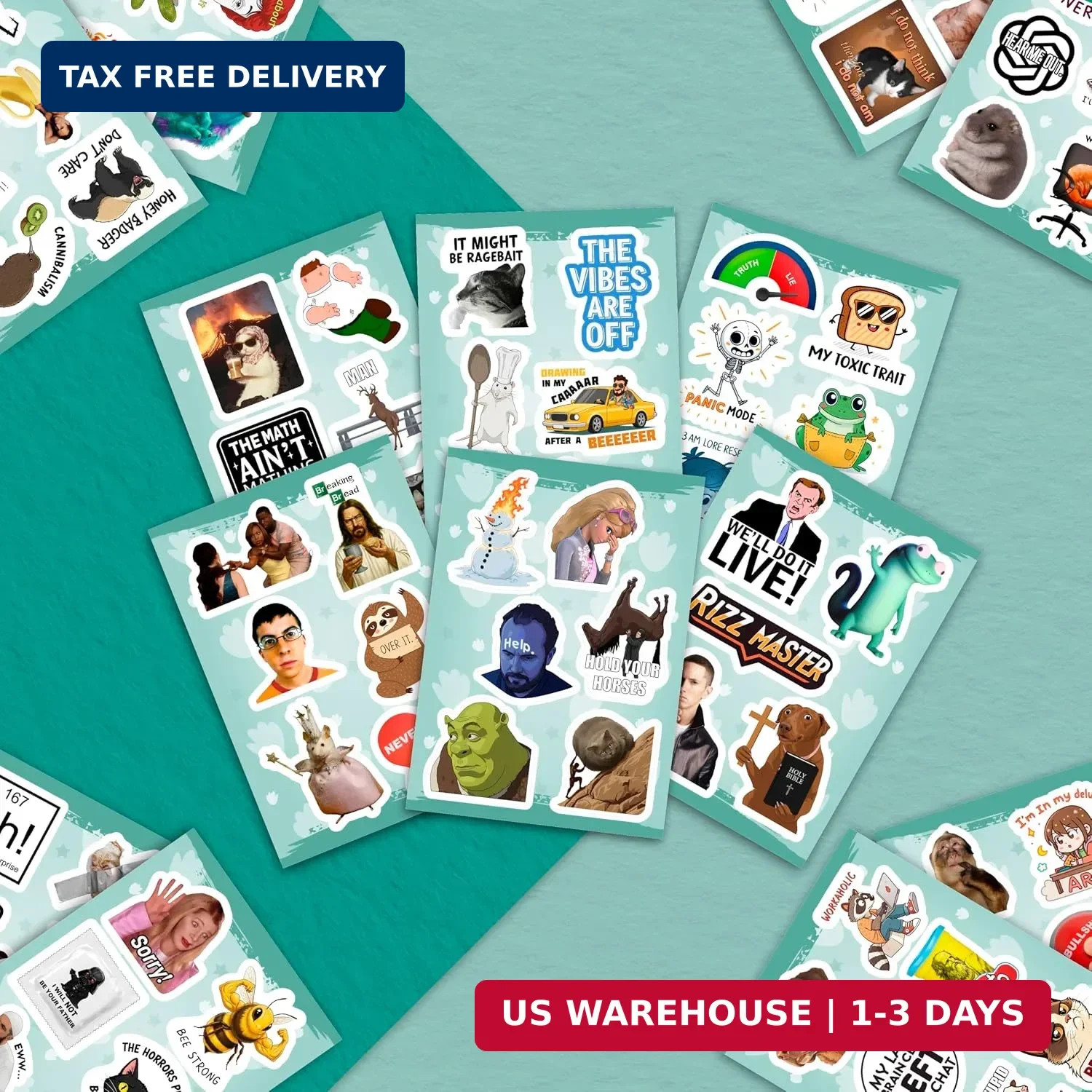 160Pcs Meme Stickers for Adults – Funny Stickers for Water Bottle, Pop Culture D