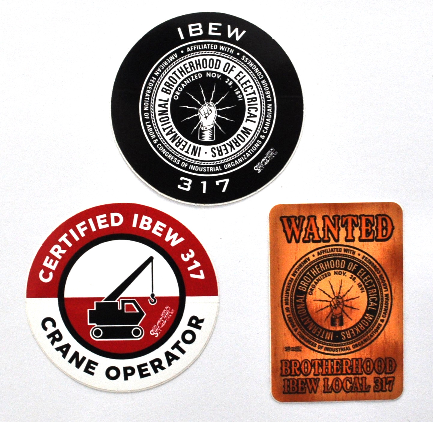 IBEW Local 317 Die Cut Vinyl Sticker/Decal Assortment